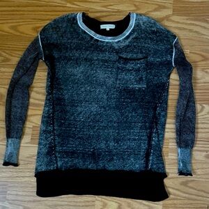 Gilded Intent Distressed Black Long Sleeve Thermal Top Size small